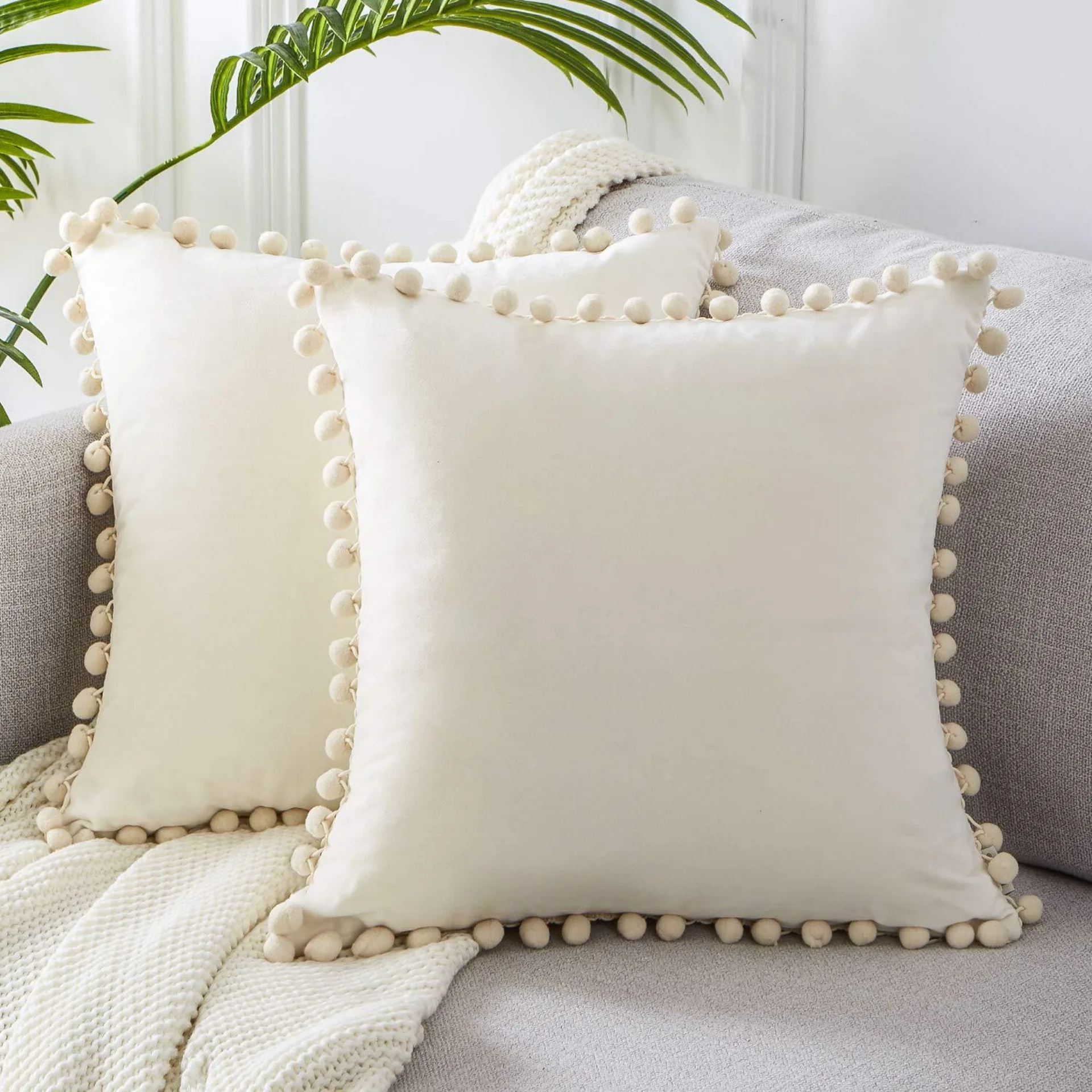 

Cushion pillowslip Soft Velvet Decorative Cushion with Ball Home Decor for Sofa Set Bedroom Pillowcase Blue Pink Pillow