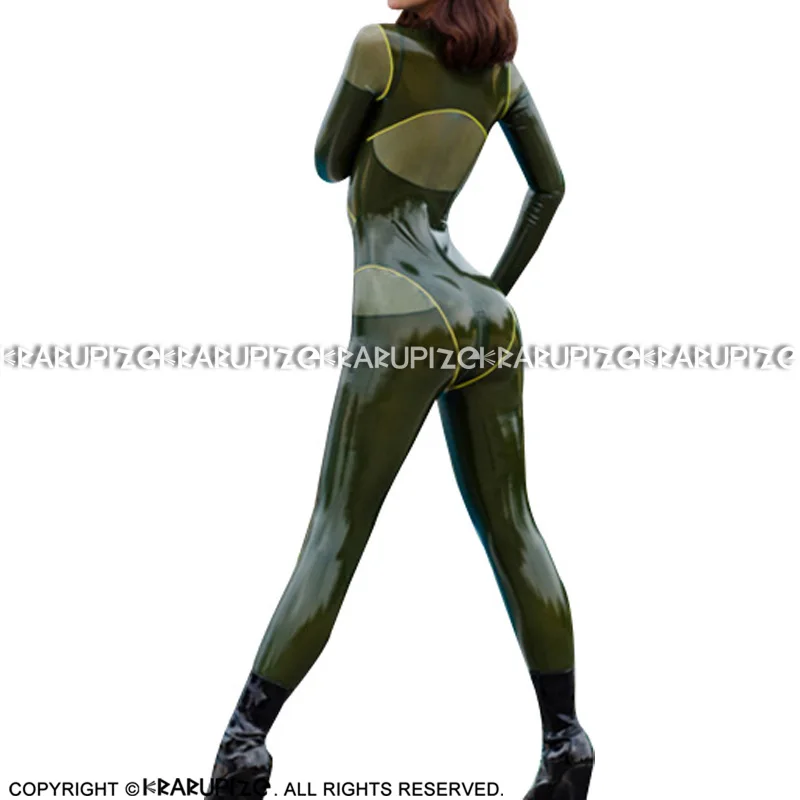 Красно белый прозрачный пикантный латексный костюм кошка с застежкой молнией