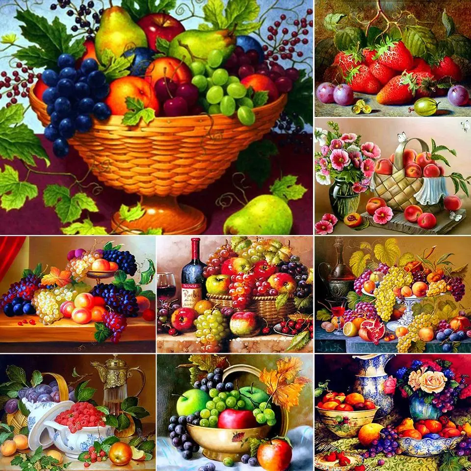

DIY 5D Diamond Painting Full Square Fruit Cross Stitch Kit Embroidery Mosaic Art Pictures of Rhinestones Kitchen Decoration Sale
