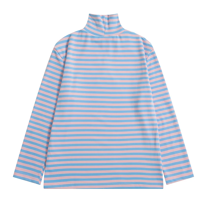 Новая зимняя Женская водолазка в консервативном стиле полосатая свободная