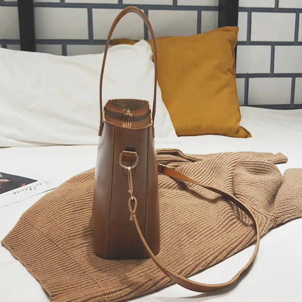 

Women Mini Bag Korean PU Leather Simple Versatile Bucket ag Handbags Crossbody Bags Female Girls Casual Shoulder Messenger Bags