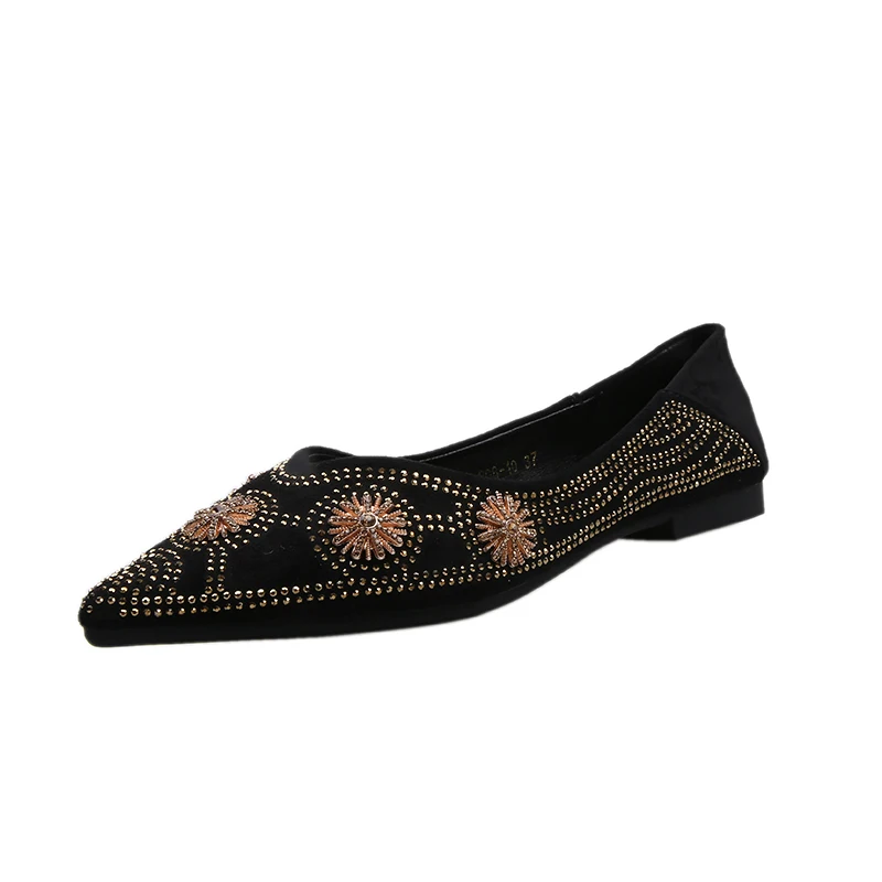 Женские сетчатые туфли на плоской подошве с острым носком и стразами|Обувь без