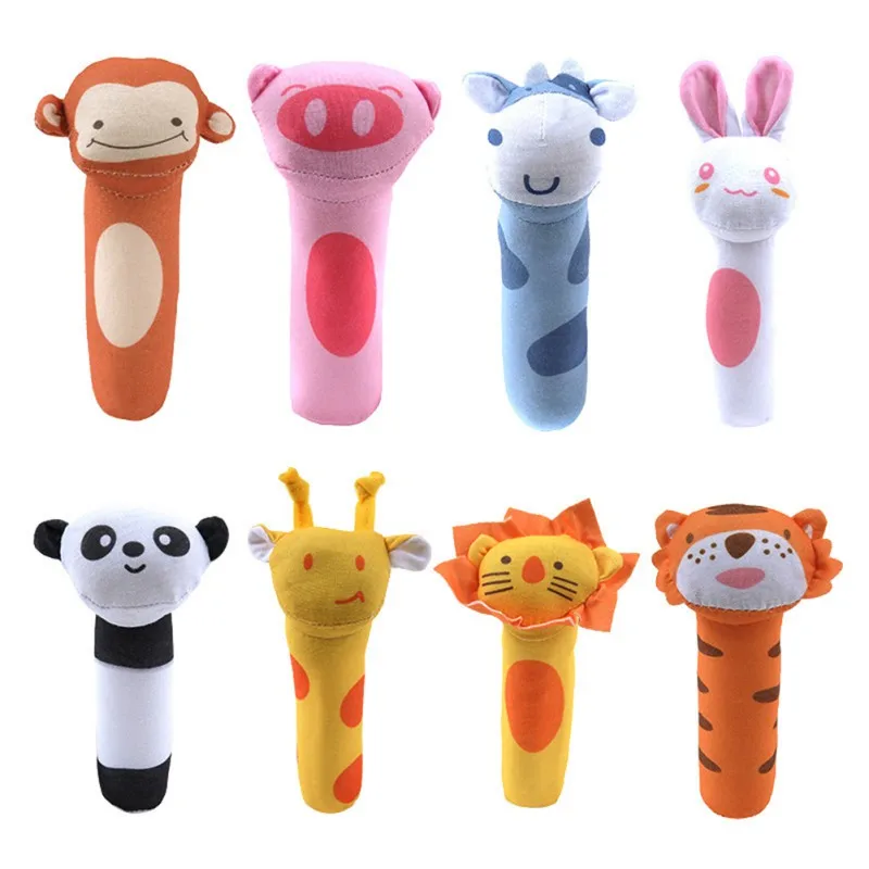 

Baby Rattles BB Sticks Soft Cow Plush Doll Crib Bed Hanging hand catches Animal Toy Doll Kids Toy Cute Toys