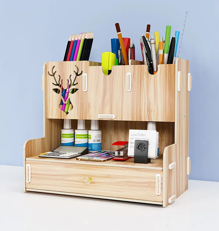 Ayane Creative Pen pencil holder Receiving Box Desktop Learning Penholder Office desk organizer storage rack supplies wood | Канцтовары