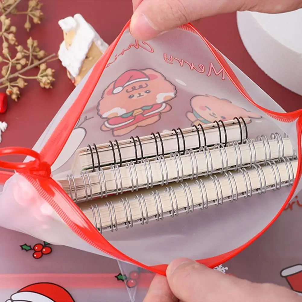 

Merry Christmas A5 Transparent PVC Document Bag File Student Organizer Gifts Folder Stationery X1M2