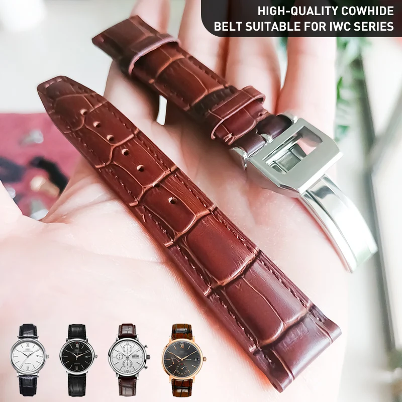 

Watch Accessorie Watchbands Fit For IWC PILOT'S PORTOFINO PORTUGIESER Genuine Leather Watch Strap Bracelet Watch Band Watch Belt