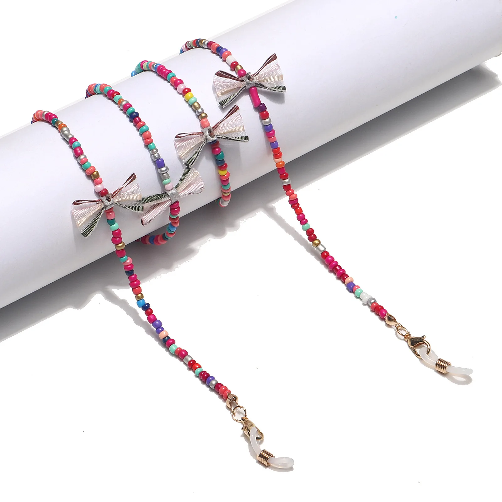 

Multi-color Beads Glasses Chain Anti-lost Lanyard Mask Chain Necklace Bow Hanging Neck Glasses Chain Accessorie Daily Jewelry