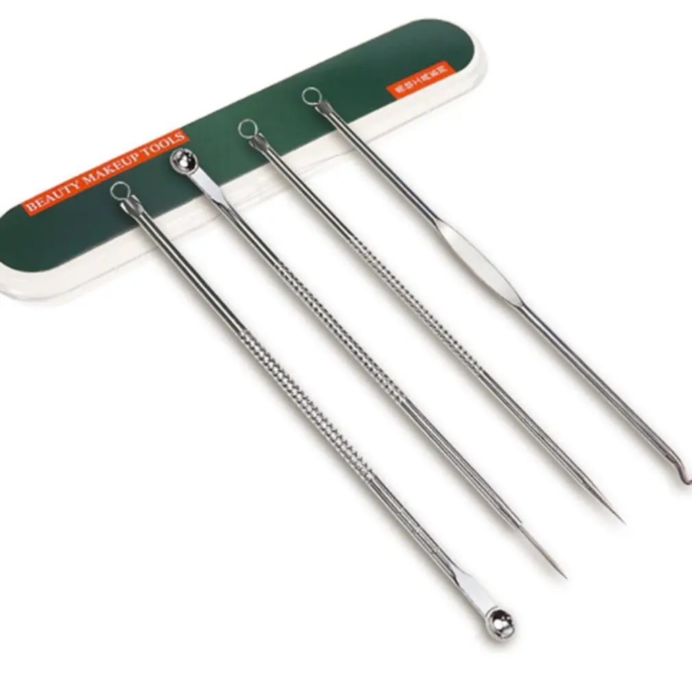 4Pcs/Set Rose Gold Acne Blackhead Removal Needles Pimple Spot Extractor Cleanser Beauty Face Clean Care Tools