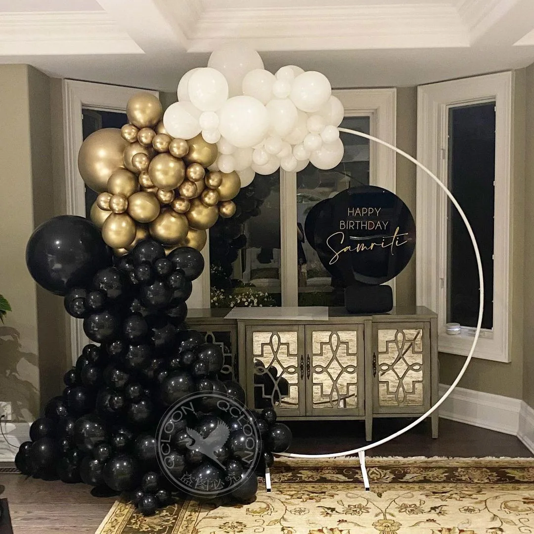 

New Black Metal Gold White Latex Balloon Set Arch Garland Kit Wedding Birthday Party Mysterious Gender Reveal Balloon Ornament