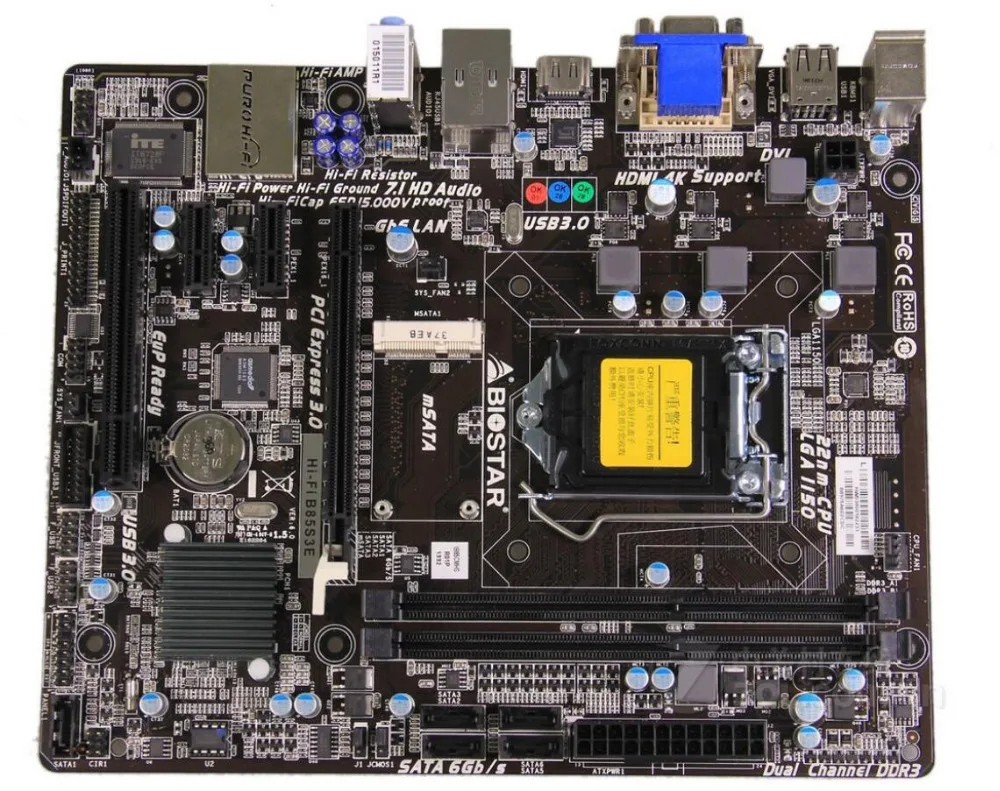 

Оригинальная настольная материнская плата BIOSTAR, Hi-Fi B85S3E DDR3, разъем LGA 1150, материнская плата, Твердотельный, встроенный