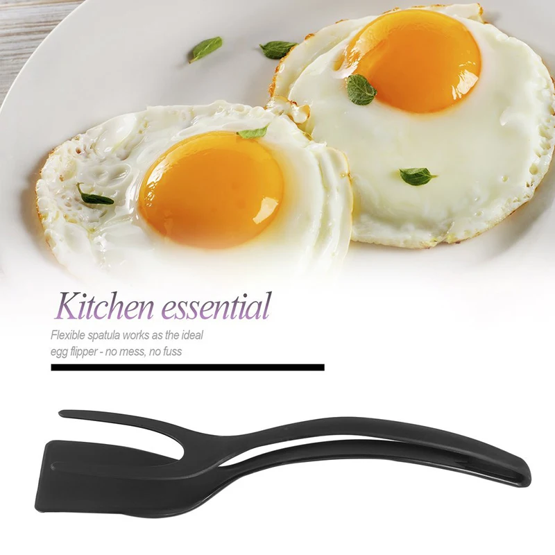 

2-In-1 Multipurpose Non-Stick Food Tongs Omelette Cooking Turner Pancake Spatula Pizza Barbecue Bread Tongs Thicken Smooth Tong