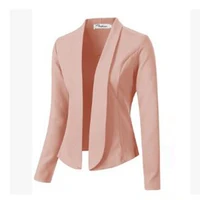 women elegant turn down collar blazer coats spring solid color simple office lady tops cardigan new autumn winter slim outerwear