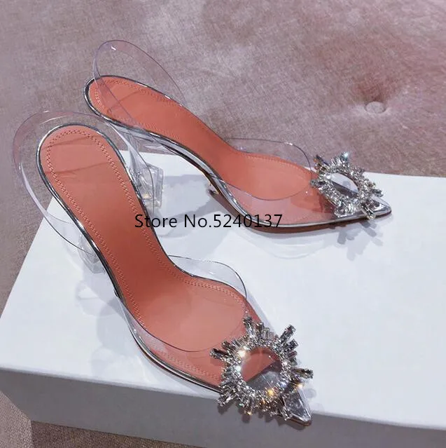 Сандалии-гладиаторы женские на высоком каблуке прозрачные босоножки из ПВХ с