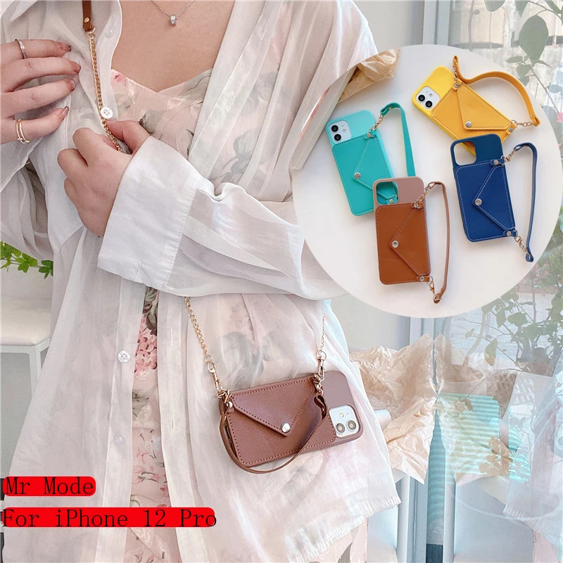 

Solid Color Multifunction Wallet Case Crossbody Lanyar Phone Case Soft Shell Cover For iPhone 12 11 ProMax XSMAX XR X 8 7 6 Plus