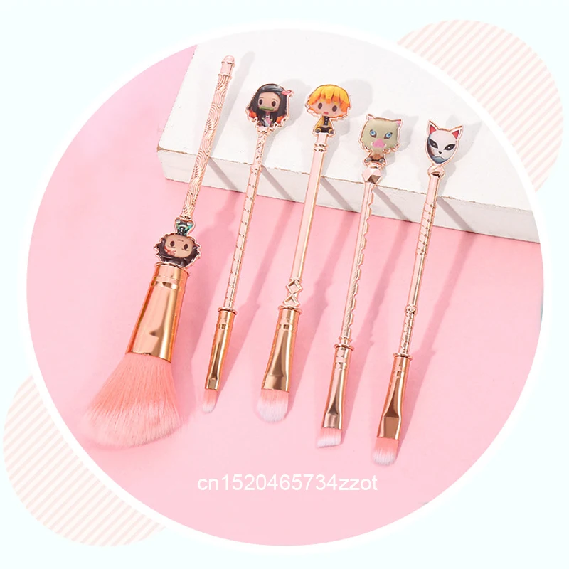 

Demon Slayer 5pcs/Set Makeup Brush Tool Makeup Brush Set Face Cosmetic Powder Highlight Blending Eyebrow Eyeshadow With Bag