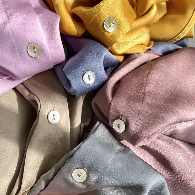 

Withered Autumn Blouse Women England Style Fashion Simple Elegant Silk Colorful Solid Blusas Mujer De Moda 2020 Casual Shirt Top