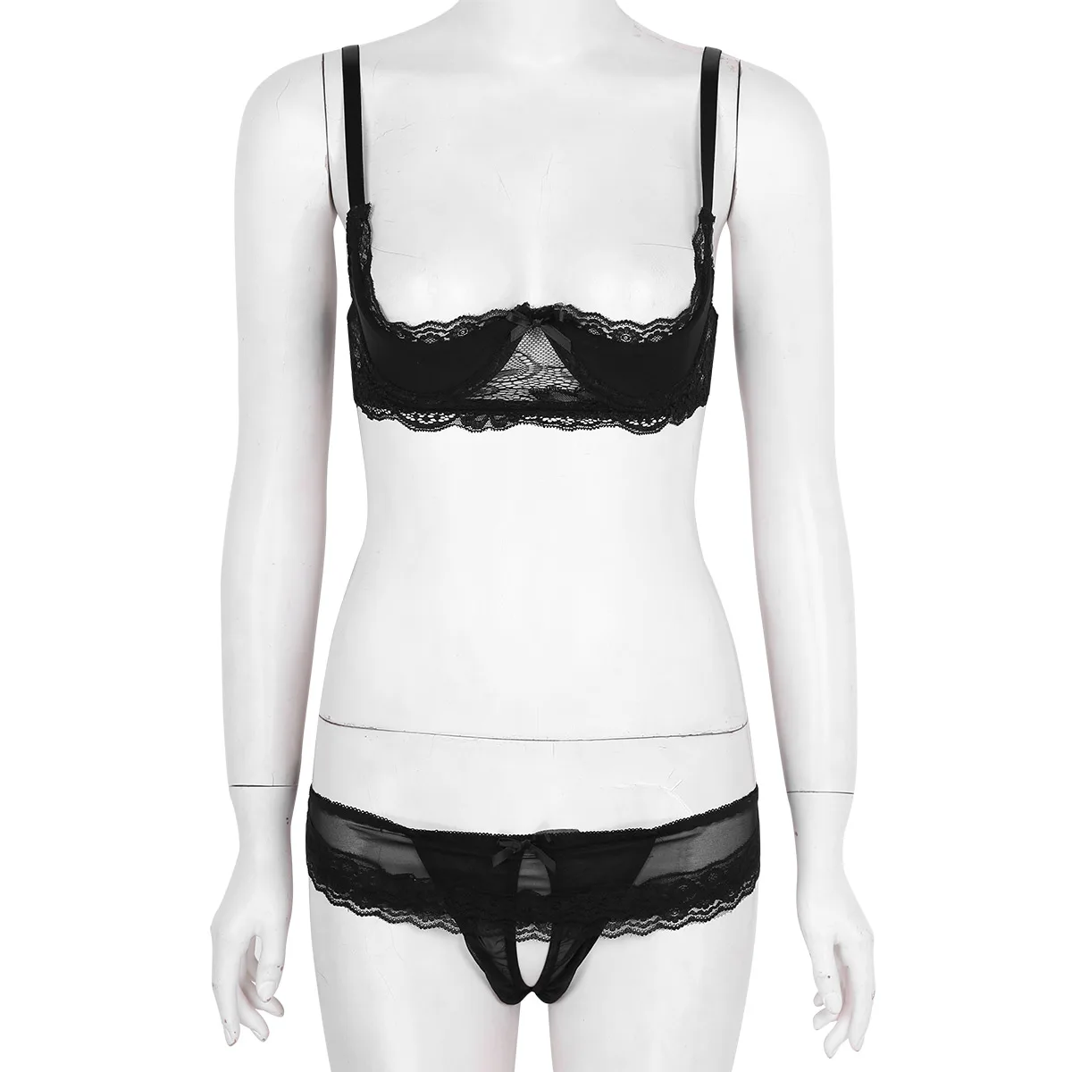 Комплект женского кружевного нижнего белья бюстгальтер без подкладки Трусы