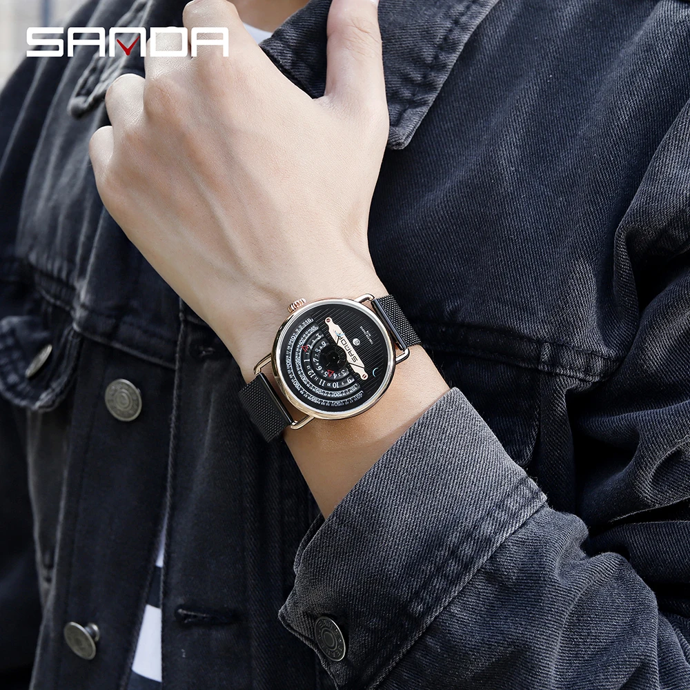 

SANDA Luxury Brand Men Watches Waterproof Mesh Belt Quartz Watch Male Chronograph Military Clock Wrist Watch Relogio Masculino