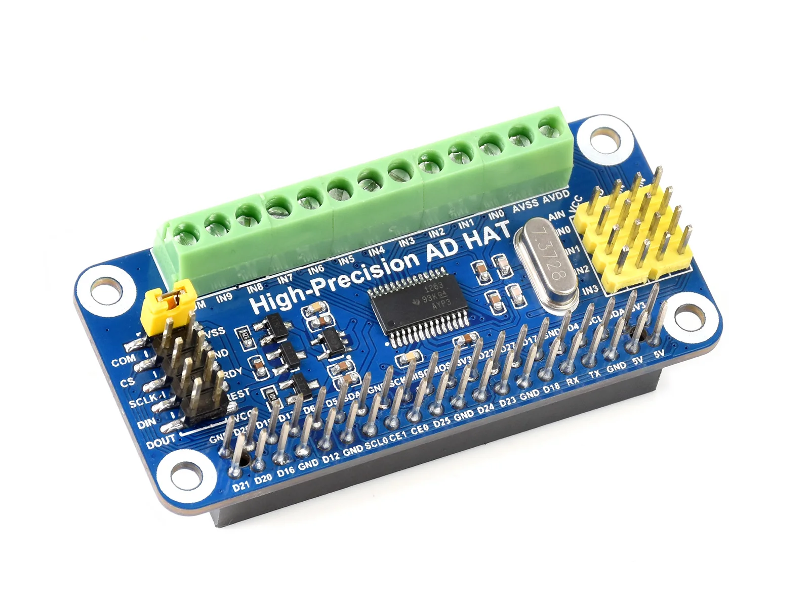 Waveshare Высокоточный головной убор AD HAT для Raspberry Pi и Jetson Nano ADS1263 10-канальный 32-битный