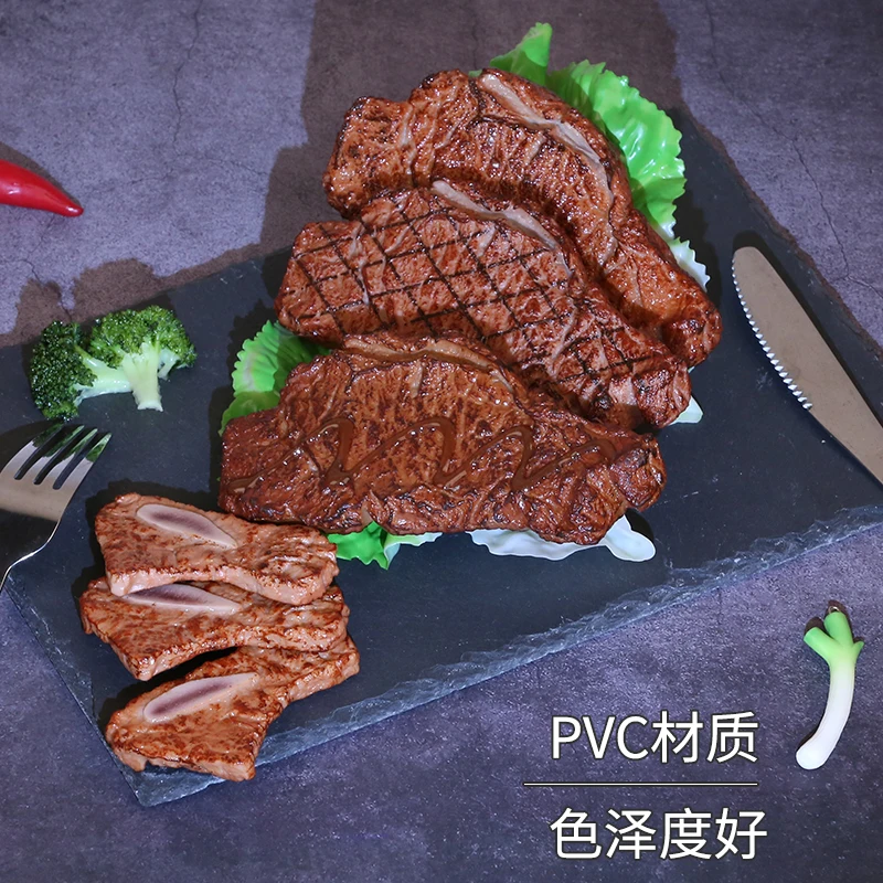 Home Decoration Crafts Miniatures color PVC Simulation Decorative Food Beef Steak Salmon Pork Sausage Meat Model | Дом и сад