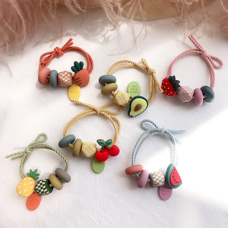 

20 PCS/lot New Fruit Hair Rope Cute Girl Hair Band High Elasticity Thick Seamless Hair Band Hair Accessories for Women