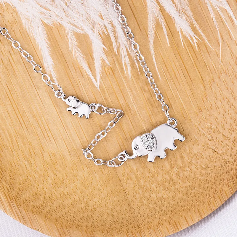 Модные медные ожерелья серебряного цвета для женщин ожерелье с милым слоном