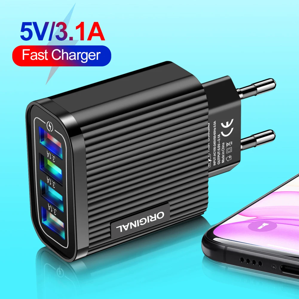 

Multi-Port Universal EU/US Mobile Phone Charger Plug Universal Travel Home EU/US Plug Wall Charging Head for Tablet Smart Phone