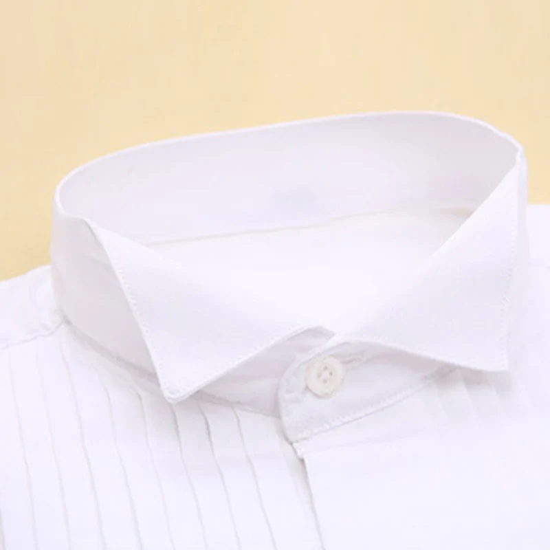 Мужская рубашка под смокинг однотонная Классическая с длинными рукавами