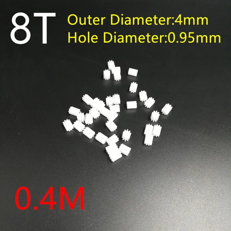 20PCS X 0.4 Moduls Plastic 8T 8 Teeth 4mm Diameter Aperture: 0.95mm Spur Motor Gear 0.4M Model Accessories |