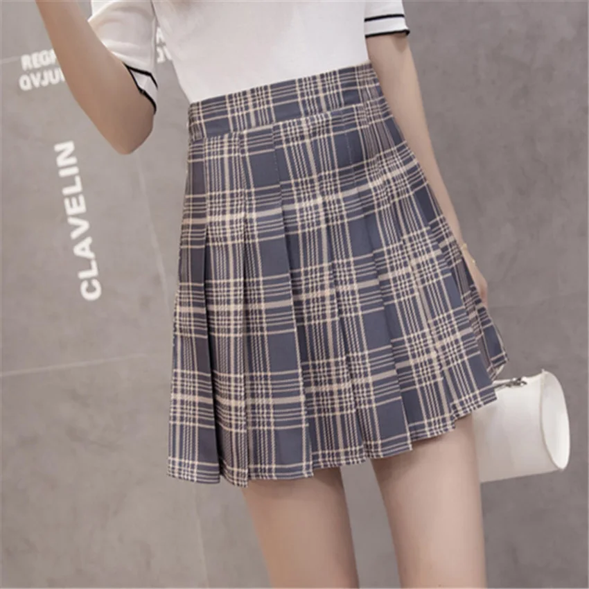 6Colors Korea Japanese Girls Pleated Skirts Student School Uniform Hight Waist A-Line Plaid Skirt Sexy JK Uniforms for Woman - Цвет: Color10