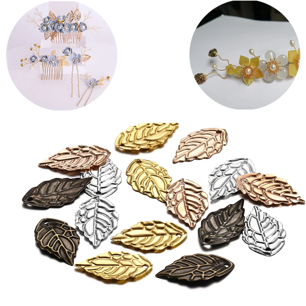 

100 Pcs/lot 10 X 18mm Metal Charms Leaf Shape Earrings Necklace Pendant For DIY Jewelry Making Findings Supplies Accessories