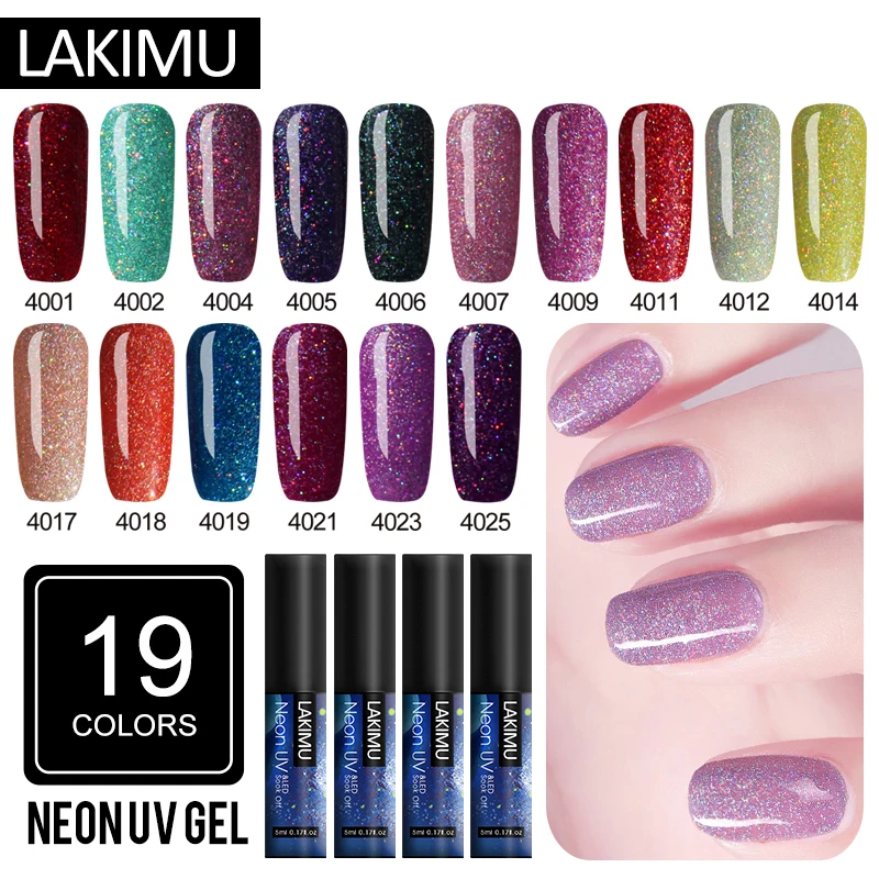 Lakimu Радужный звездный блеск 5 мл неоновый УФ Гель лак блестящий сахарный цвет