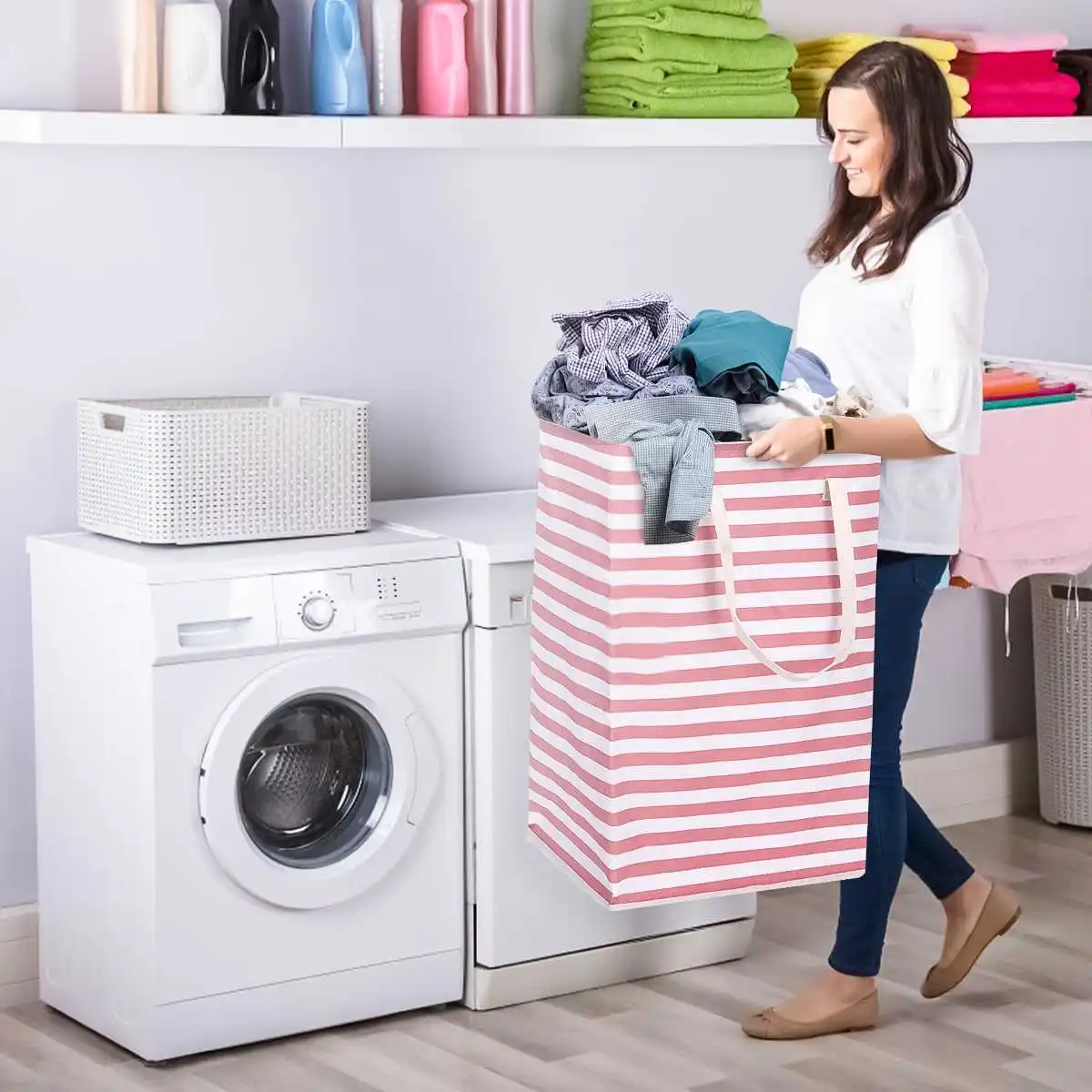 

75L Large Capacity Foldable Laundry Basket Laundry Dirty Clothes Storage Organizer Bucket Homehold Kids Toys Storage Bag