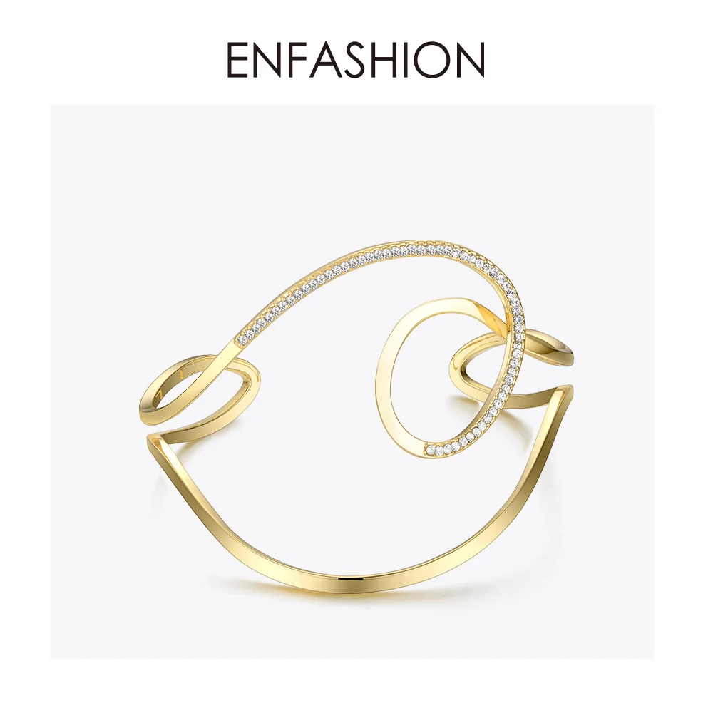 ENFASHION, волнистый, изогнутый, широкий браслет, бохо, открытые манжеты, браслеты для женщин, массивные браслеты, ювелирные изделия, модные аксессуары,, BF192010 - Окраска металла: Yellow gold color