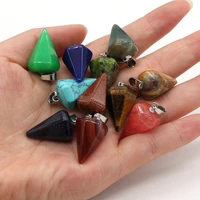 wholesale natural stone pendant polygon cone semi precious pendant for jewelry making charms diy necklace earrings accessory