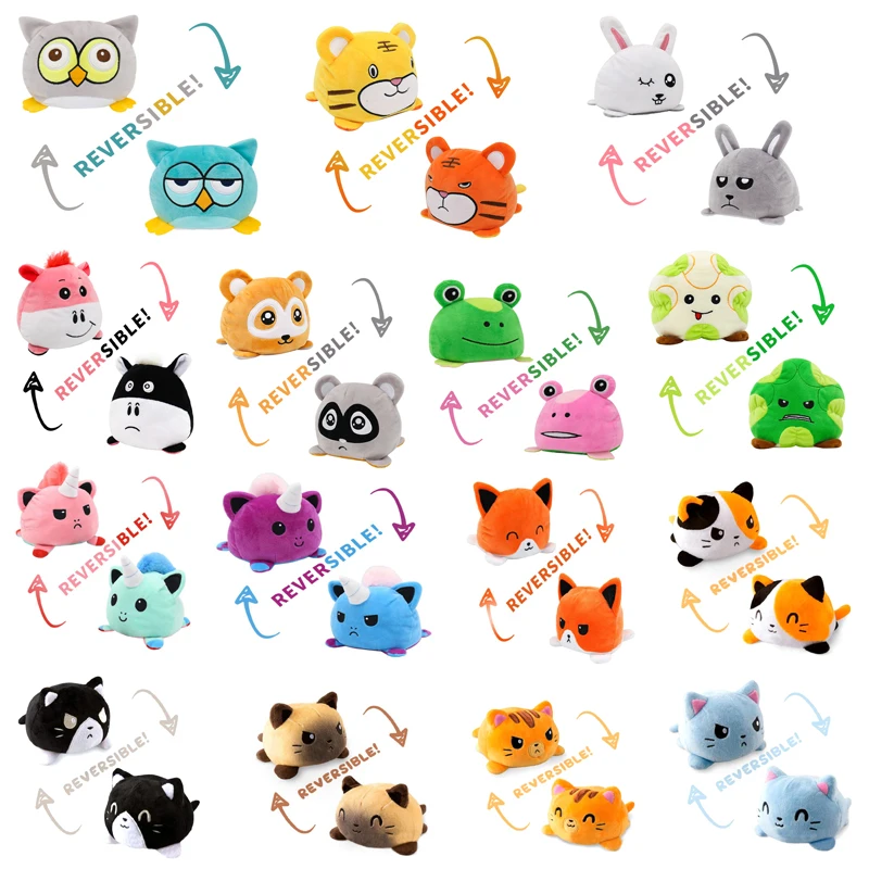 

Cute Cat Plush Doll Pulpo Reversible Toy Soft Gift Plushie Animals Double-Sided Flip Toys Peluches Among Us Home Decoration