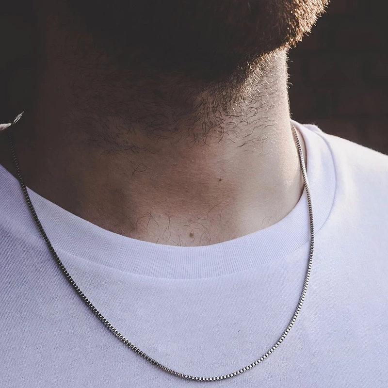 Мужское ожерелье Серебряная Веревка в коробке змеевидная цепочка чокер из