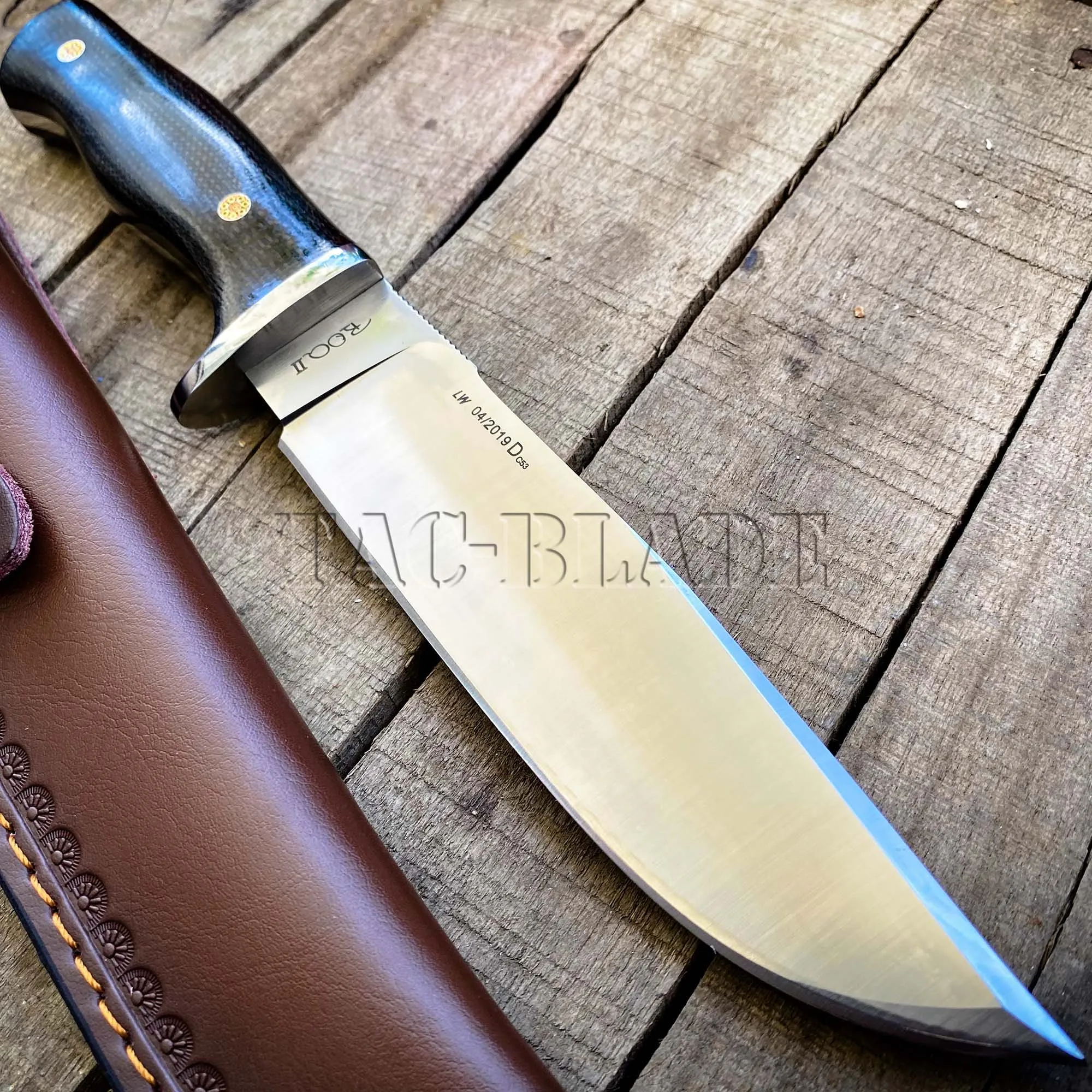 

10'' Tactical Fixed Blade Knife Outdoor Hunting Knife Drop Point DC53 Stainless Steel Blade, Full Tang Blade with Sheath