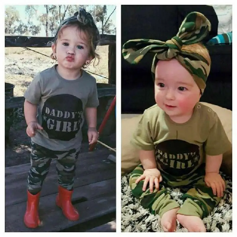 

Baby Boys Girls Matching Set Kids Camo Cotton T-shirt Tops Pants Outfits Clothes
