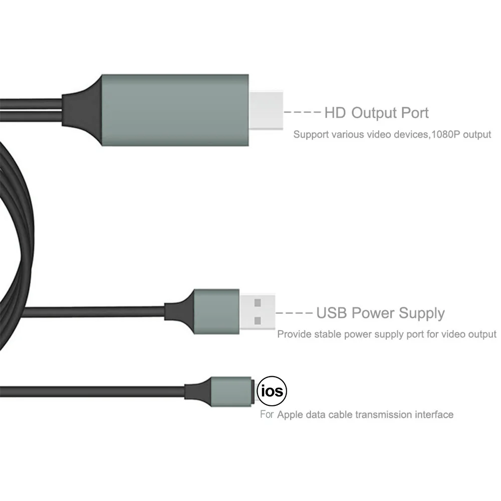 1080P HDTV кабель 8 Pin к HDMI совместимый цифровой AV адаптер с USB кабелем преобразователя