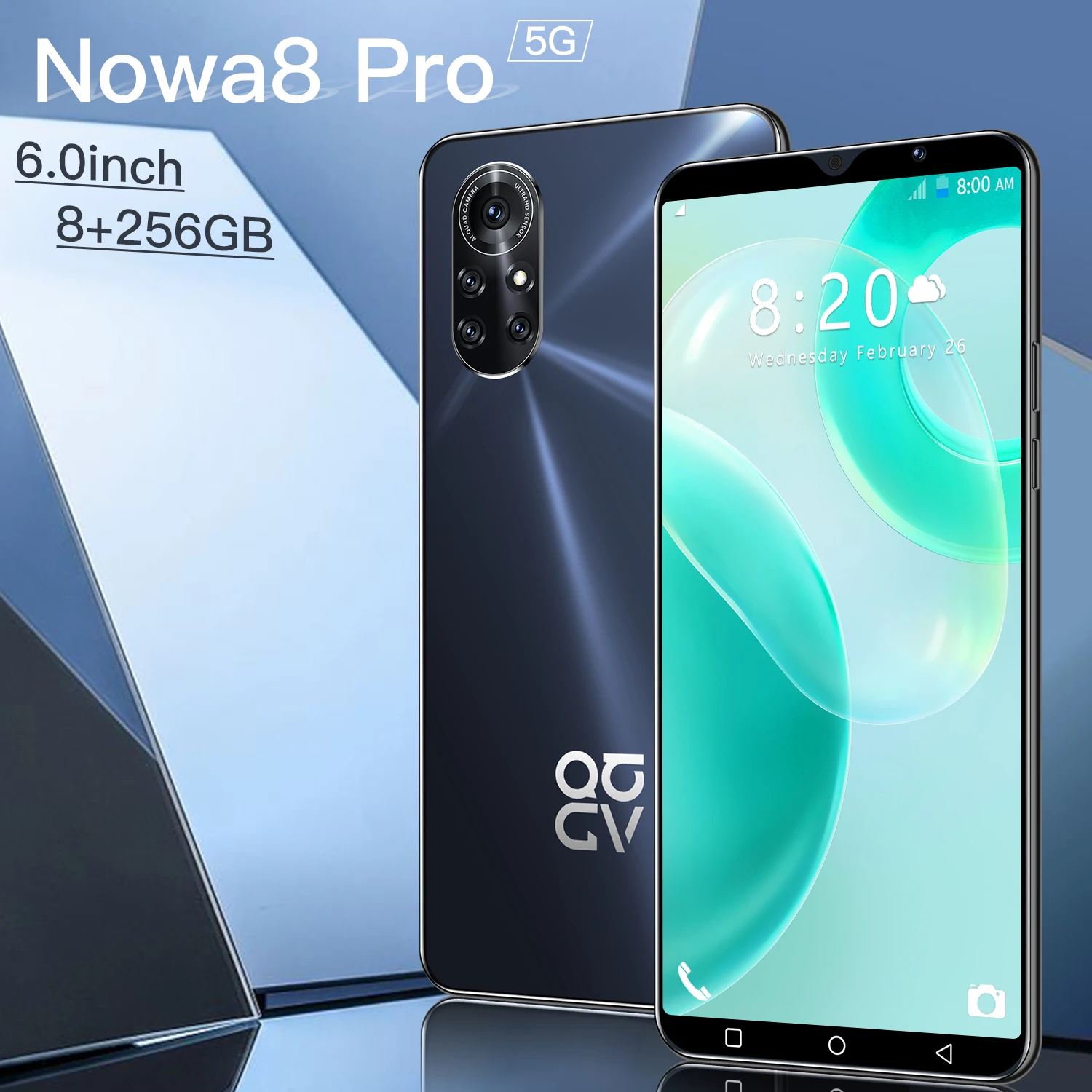 

New Arrivals Nowa8 Pro 6.0 Inch 8+256GB Finger Face ID Dual SIM 6800MAH Andriod Phones 16MP+32MP 10 Core 5G Network MTK6889
