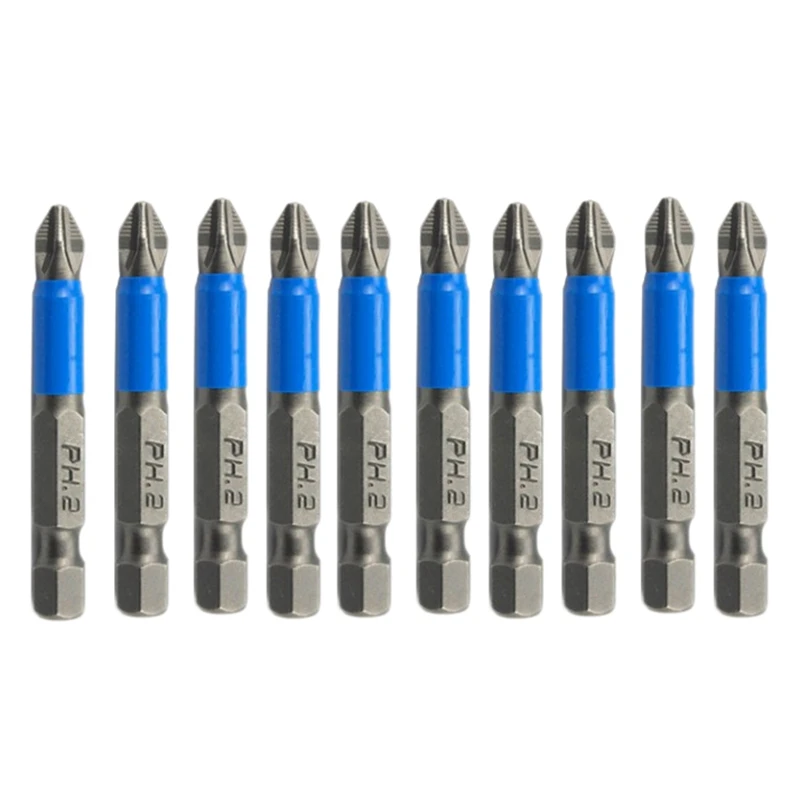 

10Pcs Magnetic Hex Anti Slip Phillips Screw Head Screwdriver Bits (PH2 x 50MM)