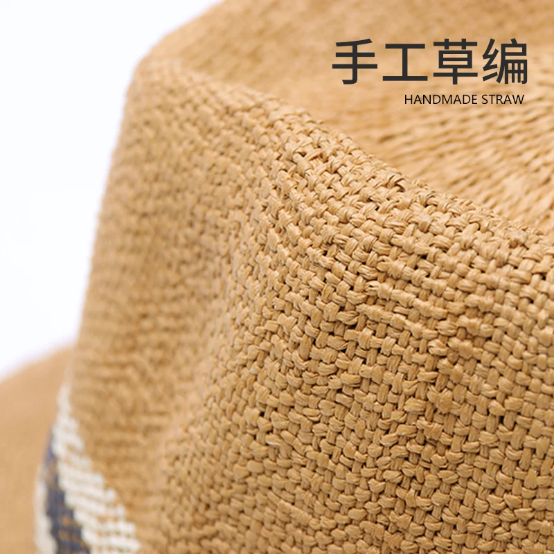 

Drop Shipping Male Top Grade Fedora Hat Beach Sun Cap Men Summer Outdoors Cool Straw Panama Hats 56-58cm