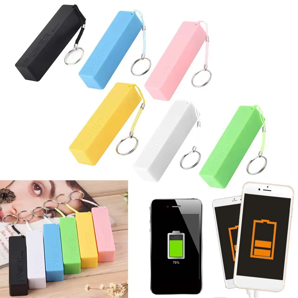 Hot New 1Pc Portable AC/DC Adapters Mobile Power Case Box USB 18650 Battery Cover Key Chain For iPhone Samsung MP3 | Электроника