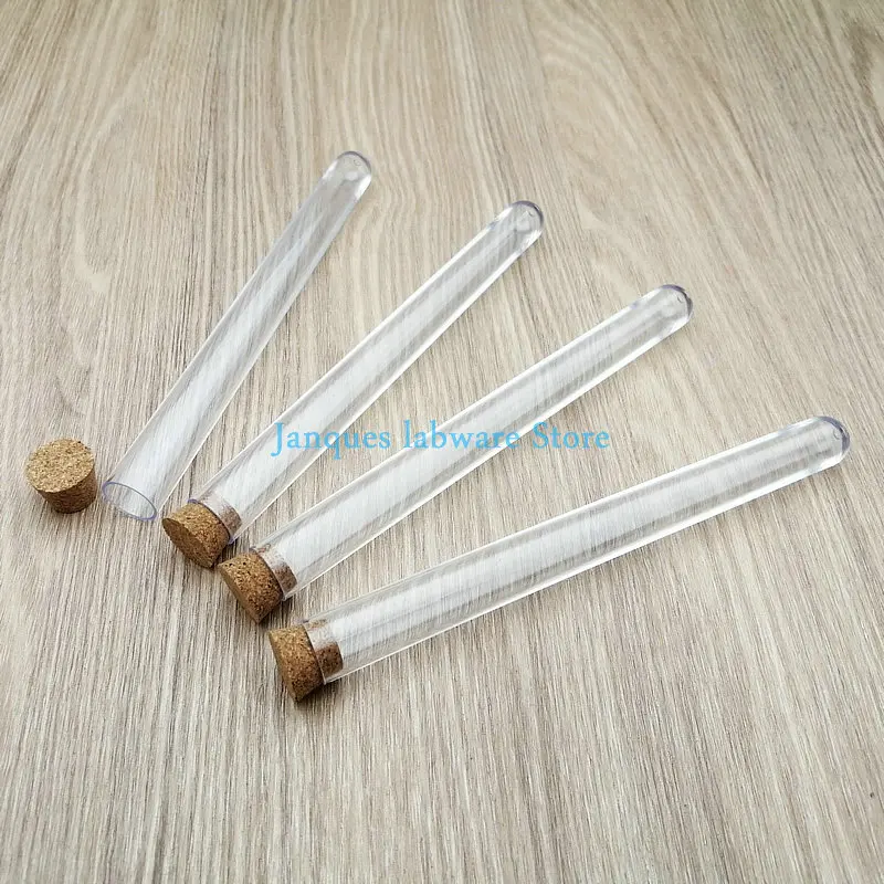 100Pcs 15x150 мм прозрачный Пластик Тесты трубки с пробками шапки круглым дном соль для