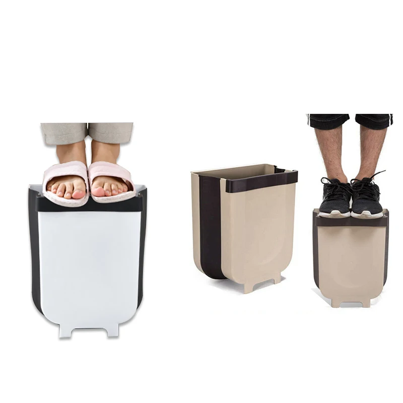 Складная мусорная корзина подвесная на дверцу кухонного шкафа для ванной