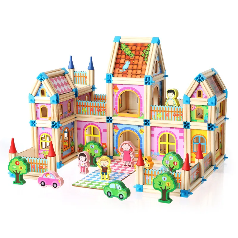 

Wooden Construction Model Building Blocks Children's Intelligence Building Block Toy Gift For Learning kids toys educational