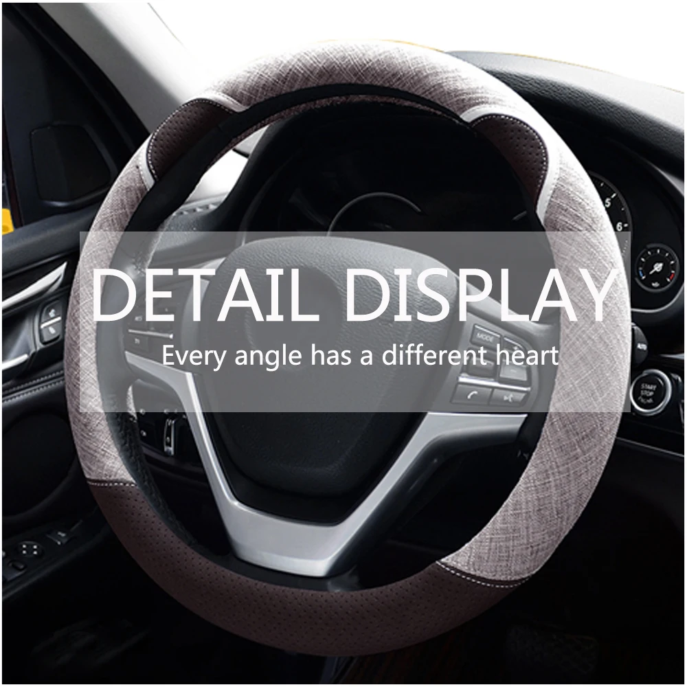 

38cm Flax Steering Wheel Cover New Fashionable Color Matching Hot Sale Skidproof Cute Auto Interior Accessories