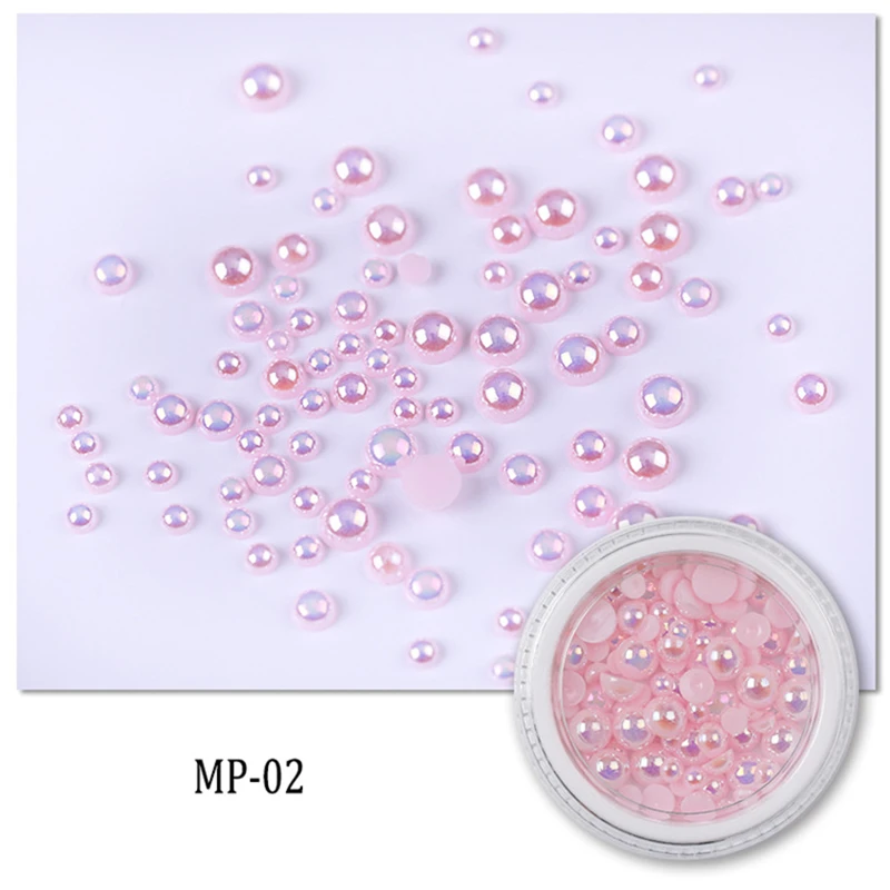 Colours Semicircular Pearl Mixed Size Nail Studs Manicure Nail Art Decorations 1 Box