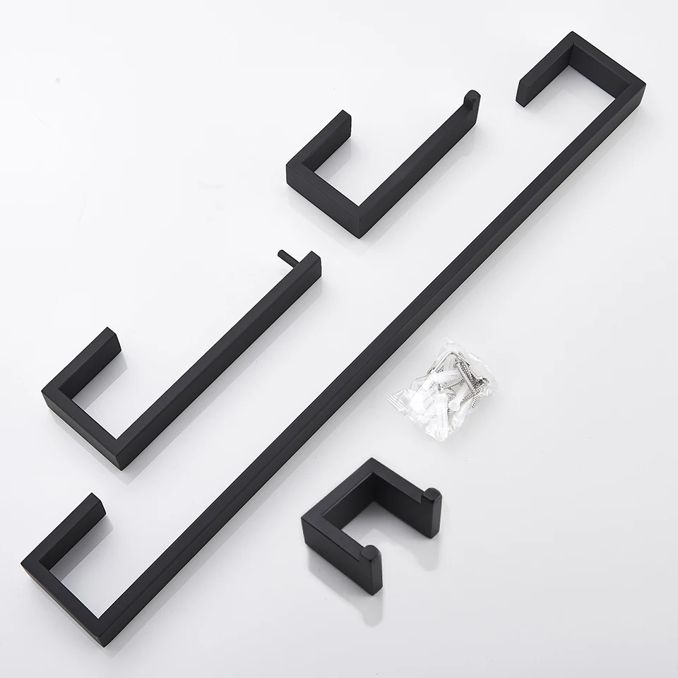 Набор принадлежностей для ванной комнаты черный крючок халата вешалка полотенец